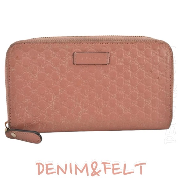 GUCCI Pink/Blush Micro GG Guccissima Leather Long Zip Around Wallet:Purse 🩷💗🩷 - Picture 1 of 16